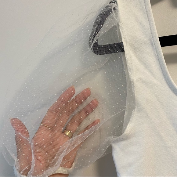 Mango white Plumeti sleeve t-shirt Size XS - Picture 2 of 6